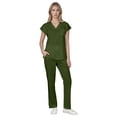 thumbnail image 1 of FrzhBrz Solid Scrub Set for Women Slim Fit Crossing Pocket Top & Drawstring Jogger Pants Medical Scrubs Set, 1 of 4