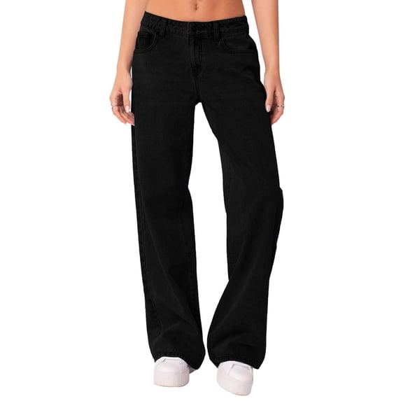 FrzhBrz Straight Leg Jeans for Women High Waisted Stretchy Loose Denim Pants Casual Baggy Jean Trousers