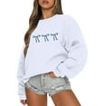 thumbnail image 1 of FrzhBrz Sweatshirts for Women Loose Fit Hoodies Pink Bow Round Neck Trendy Y2K Cropped Hoodies Cute Long Sleeve Womens Clothes, 1 of 2