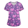 thumbnail image 1 of FrzhBrz Valentine's Day Scrub Tops for Women Working Uniform Workwear Love Heart Print V Neck Valentines Scrub Tops for Women, 1 of 3