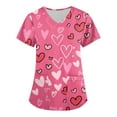 thumbnail image 1 of FrzhBrz Valentine's Day Scrub Tops for Women Working Uniform Workwear Love Heart Print V Neck Valentines Scrub Tops for Women, 1 of 3