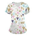 thumbnail image 1 of FrzhBrz Valentines Day Pro Scrubs for Women V-Neck Scrub Top Fun Medical Proffesional Short Sleeve Summer Working Shirts, 1 of 3