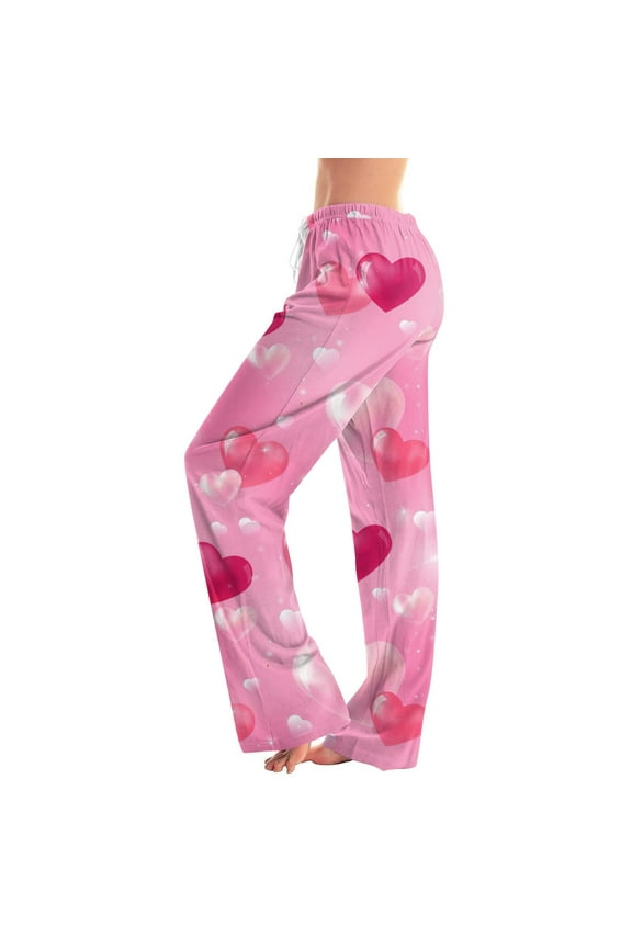 Valentines Day Women's Pajama Pants Loose Pj Bottoms Lounge Sleep Causal Bottoms Drawstring Trousers