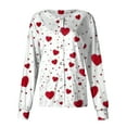 thumbnail image 1 of FrzhBrz Valentines Day Women's Scrub Long Sleeve Jacket Large Stretchy Love Heart Printed Scrubs Jacket Shirts Holiday Nurse Working Uniforms, 1 of 4