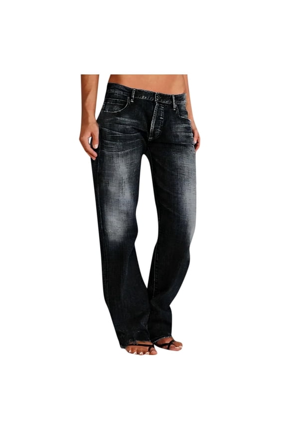 Women's Baggy Straight Leg Ripped Loose Jeans Causal Boyfriend Distressed Wide Leg Denim Pants