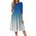 thumbnail image 1 of FrzhBrz Women's Casual 3/4 Sleeve Crew Neck A-Line Dress Trendy Gradient Flare Swing Midi Dresses with Pockets 2025 Spring Fashion, 1 of 5