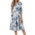 thumbnail image 1 of FrzhBrz Women's Casual Basic Comfy 3/4 Sleeve Flare A-line Midi Long Maxi Dress, 1 of 4