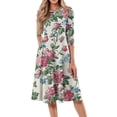 thumbnail image 1 of FrzhBrz Women's Casual Basic Comfy 3/4 Sleeve Flare A-line Midi Long Maxi Dress, 1 of 4