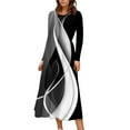 FrzhBrz Women's Floral Maxi Dresses Comfy Round Neck Long Sleeve Loose