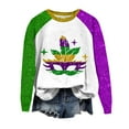 thumbnail image 1 of FrzhBrz Women's Mardi Gras Shirt Long Sleeve Womens Tops Party Parade Blouses Pullover Glitter Mask Printed Plus Size Mardi Gras Clothing, 1 of 4