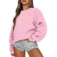 thumbnail image 1 of FrzhBrz Women's Pink Bow Sweatshirts Plus Size Cute Hoodie Long Sleeve Crew Neck Y2K Tops Outfit Fashion Clothes 2024, 1 of 4