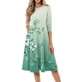 thumbnail image 1 of FrzhBrz Women's Plus A-Line Swing Dress Floral Printed 2025 Casual Cute Midi Dress 3/4 Sleeves Crew Neck Flowy Midi Dress with Pockets, 1 of 6