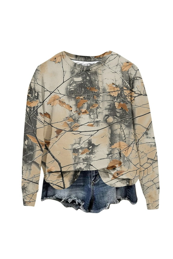 Womens Camo Hoodies 2025 Casual Oversized Hooded Sweatshirts Fashion Tree Leaf Graphic Pullover Tops