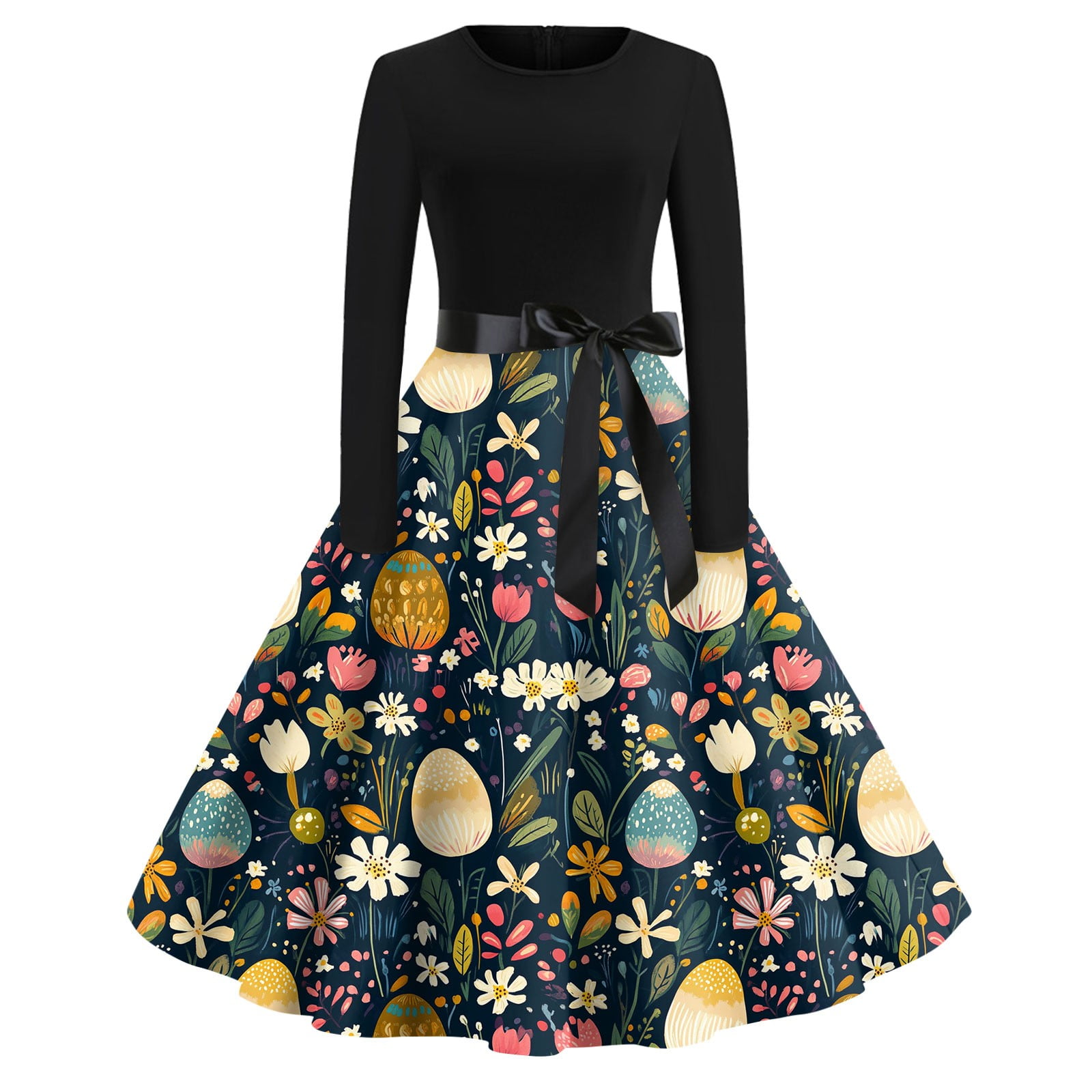 FrzhBrz Womens Dress Easter Vintage Maxi Dresses for Women 2025 Printed ...