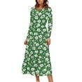 thumbnail image 1 of FrzhBrz Womens Maxi Dress Fall Long Sleeve Floral Printed Casual Crew Neck Dress with Pockets, 1 of 7