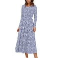 thumbnail image 1 of FrzhBrz Womens Maxi Dress Flowy Cute Floral Print Slim Crew Neck Long Dresses with Pockets, 1 of 7