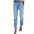 thumbnail image 1 of FrzhBrz Womens Ripped Jeans Stretchy Mid Waist Skinny Button Comfy Jeans for Women, 1 of 4