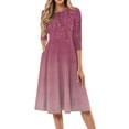 thumbnail image 1 of FrzhBrz Womens Round Neck 3/4 Sleeves A-line Vintage Print Casual Tshirt Flare Fashion Casual Midi Dress 2025 Spring with Pocket, 1 of 6