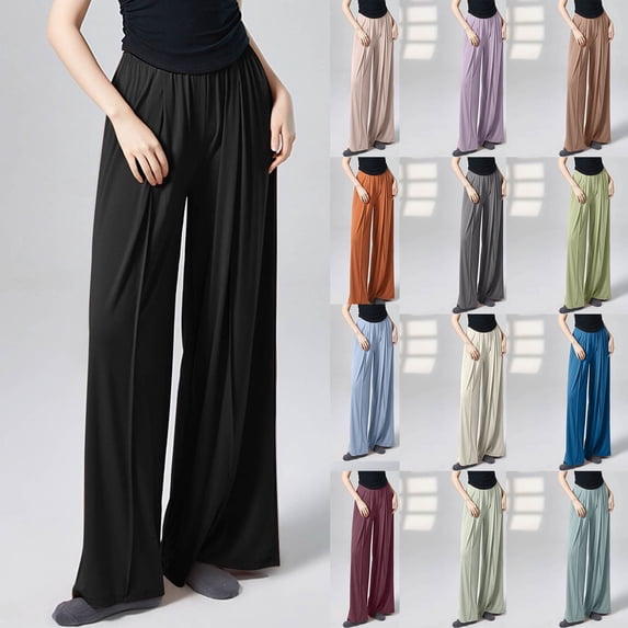 Fsahion Plus Size Casual Sweatpants for Womens Elastic Waist Pocket Summer Elastic Casual Solid Color High Waist Thin Straight Leg Casual Pants Bleak Deal on Clearance!
