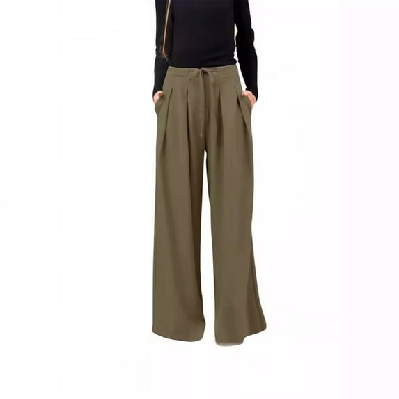 Fsahion Plus Size Casual Sweatpants for Womens Elastic Waist Solid Color Drawstring Zipper Casual Lace Up Straight Leg Wide Leg Pants Bleak Deal on Clearance!