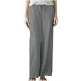 thumbnail image 1 of Fsahion Plus Size Casual Sweatpants for Womens Elastic Waist Spring And Solid Color Elastic Waist Cotton Linen Versatile Straight Tube Casual Wide Leg Pants Bleak Deal on Clearance!, 1 of 6