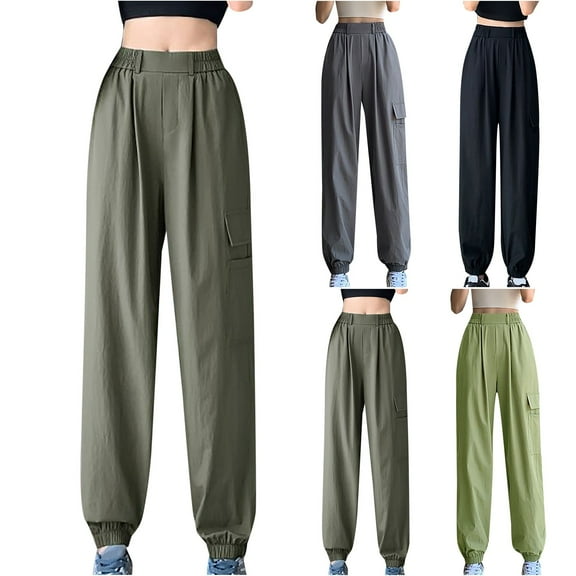 Fsahion Plus Size Casual Sweatpants for Womens High Waist Spring And Summer Casual Pocket Workwear Pants Casual Long Pants Leggings Up to 65% off!
