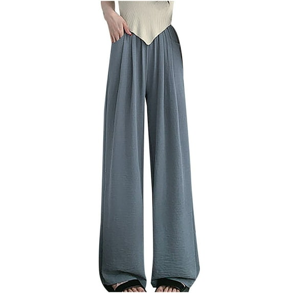 Fsahion Plus Size Casual Sweatpants for Womens High Waisted Wide Leg Pants Solid Color Straight Tube Loose Casual Pants Long Pants Up to 65% off!