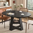 thumbnail image 1 of Fsbecl 43.3in-59in Extendable Round Dining Table for 4-8, Modern Wooden Kitchen Table with Removable Leaves, Black, 1 of 9
