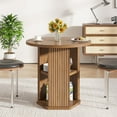 thumbnail image 1 of Fsbecl Modern Farmhouse Round Dining Table, Small Kitchen Table for 2, Walnut, 1 of 7