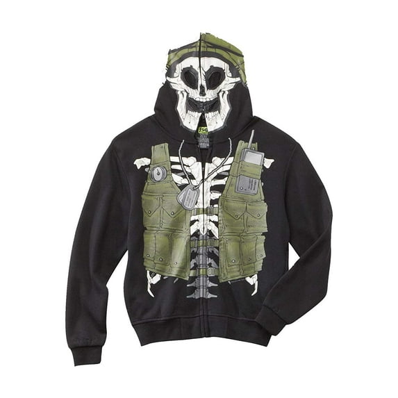 Fsd Boy's Costume Hoodie Jacket Skeleton Soldier Black 4