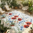 thumbnail image 1 of Fsddascl 4th of July Outdoor Rug for Patio/Deck/Porch, Non-Slip Large Area Rug 4 x 6 Ft, Independence Day Red Blue Flowers Indoor Outdoor Rugs Washable Area Rugs, Reversible Camping Rug Carpet, 1 of 5