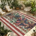 thumbnail image 1 of Fsddascl 4th of July Outdoor Rug for Patio/Deck/Porch, Non-Slip Large Area Rug 4 x 6 Ft, Red Striped Independence Day Star Botanical Rustic Indoor Outdoor Rugs Washable Area Rugs, Camping Rug Carpet, 1 of 5