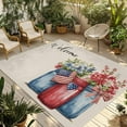 thumbnail image 1 of Fsddascl 4th of July Outdoor Rug for Patio/Deck/Porch, Non-Slip Large Area Rug 5 x 8 Ft, Spring Floral Red US Flag Rustic Independence Day Indoor Outdoor Rugs Washable Area Rugs, Camping Rug Carpet, 1 of 5