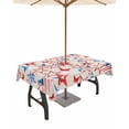 thumbnail image 1 of Fsddascl 4th of July Outdoor Tablecloth - 52x70 Inch Rectangle Dining Table Cover, Navy Blue Red Stars Independence Day Rustic Waterproof Outdoor Table Cloth with Umbrella Hole & Zipper for Patio, 1 of 7