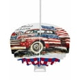 thumbnail image 1 of Fsddascl 4th of July Outdoor Tablecloth - 60 Inch Round Dining Table Cover, Independence Day Truck Red Blue Plaid Waterproof Outdoor Table Cloth with Umbrella Hole & Zipper for Picnic/Patio/Party, 1 of 7