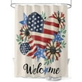thumbnail image 1 of Fsddascl 4th of July Shower Curtain Set - 36" x 78" Washable Bathtub Curtain with 12 Hooks, Red Striped Red Love Heart Navy Independence Day Waterproof Fabric Stall Shower Curtains for Bathroom, 1 of 6