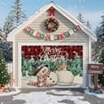 thumbnail image 1 of Fsddascl 7 x 8 Ft Christmas Garage Door Cover, Red Plaid Snowman Christmas Large Garage Door Banner, Xmas Tree Rustic Snowflake Hanging Garage Mural Background for Indoor Outdoor Xmas Party Supplies, 1 of 9