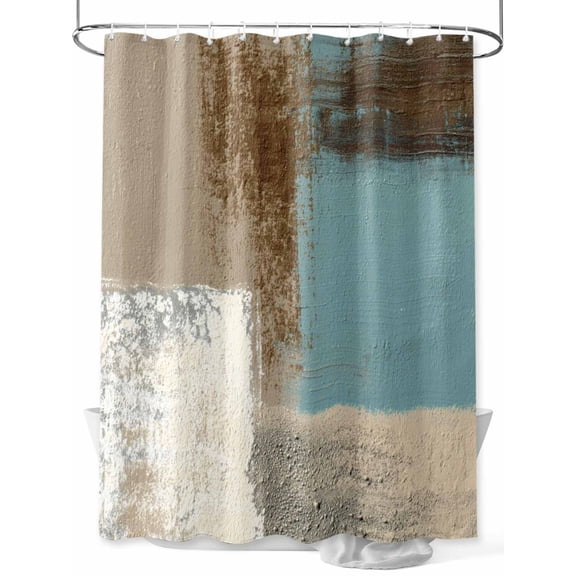 Fsddascl Abstract Blue Shower Curtain Set - Extra Long 72" x 96" Washable Bathtub Curtain with 12 Hooks, Brown Vintage Oil Painting Mottled Texture Waterproof Fabric Shower Curtains for Bathroom