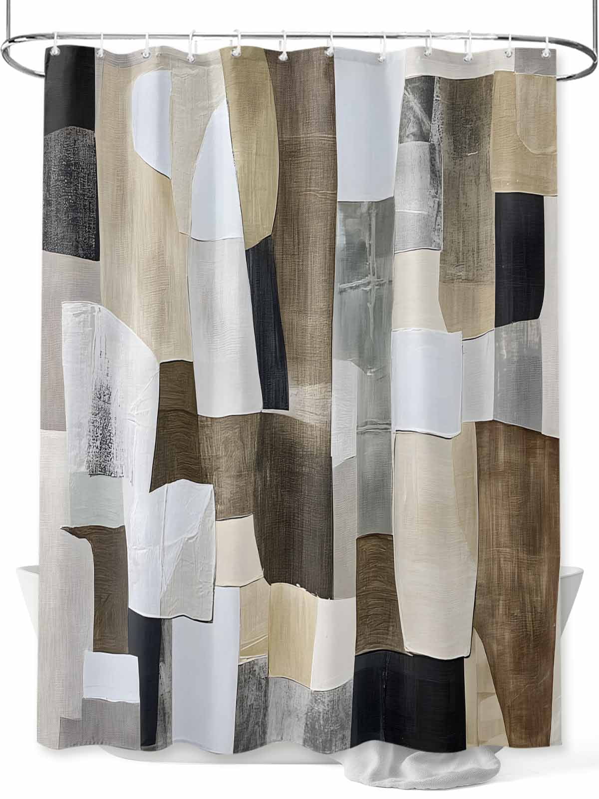 Fsddascl Abstract Gray Brown Shower Curtain Set - Extra Long 72" x 96 ...