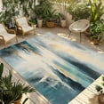 thumbnail image 1 of Fsddascl Abstract Turquoise Gold Outdoor Rug for Patio/Deck/Porch, Non-Slip Large Area Rug 5 x 8 Ft, Modern Oil Painting Ocean Indoor Outdoor Rugs Washable Area Rugs, Reversible Camping Rug Carpet, 1 of 5