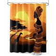 thumbnail image 1 of Fsddascl Africa Black Women Shower Curtain Set - 48" x 72" Washable Bathtub Curtain with 12 Hooks, African Native Ethnic Sunset Waterproof Fabric Stall Shower Curtains for Bathroom/Bathtub Décor, 1 of 6