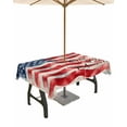 thumbnail image 1 of Fsddascl American Flag Outdoor Tablecloth - 60x120 Inch Rectangle Dining Table Cover, Rustic Watercolor USA Flag Waterproof Outdoor Table Cloth with Umbrella Hole & Zipper for Picnic/Patio/Party, 1 of 7