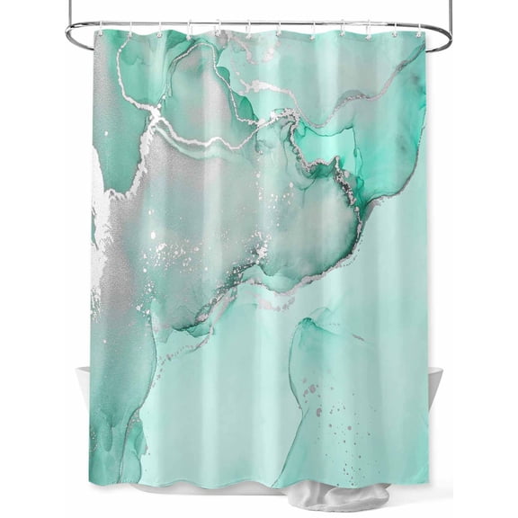 Fsddascl Aqua Marble Shower Curtain Set - 60" x 72" Washable Bathtub Curtain with 12 Hooks, Modern Abstract Waves Silvery Farmhouse Waterproof Fabric Stall Shower Curtains for Bathroom/Bathtub