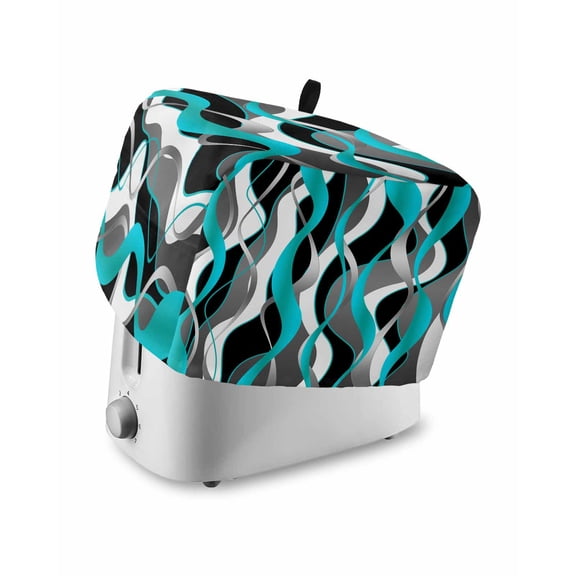 Fsddascl Aqua Stripe Toaster Cover 2 Slice, Small Kitchen Appliance Covers, Ombre Grey Moire Geometric Modern Abstract Toaster Oven Cover with Loop, Bread Machine Cover Dust Cover Protection