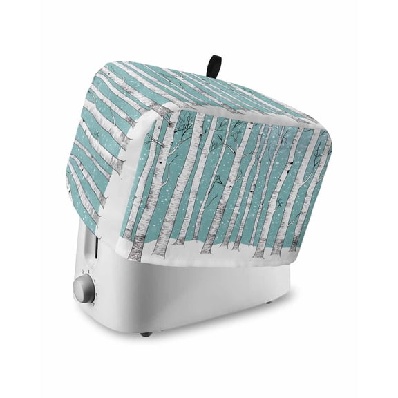 Fsddascl Aqua Tree Trunk Small Toaster Cover 2 Slice, Kitchen Appliance Covers, Farmhouse Forest Snow Watercolor Toaster Oven Cover with Loop, Bread Machine Cover Polyester Dust Cover Protection