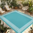 thumbnail image 1 of Fsddascl Aqua White Geometric Outdoor Rug for Patio/Deck/Porch, Non-Slip Large Area Rug 4 x 6 Ft, Country Greece Key Art Indoor Outdoor Rugs Washable Area Rugs, Reversible Camping Rug Carpet Runner, 1 of 5
