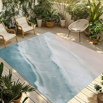 Fsddascl Beach Coastal Outdoor Rug for Patio/Deck/Porch, Non-Slip Large Area Rug 6 x 9 Ft, Blue Nautical Summer Ocean Seaside Indoor Outdoor Rugs Washable Area Rugs, Reversible Camping Rug Carpet