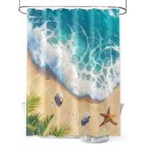 Fsddascl Beach Coastal Shower Curtain Set - Small 36" x 72" Washable Bathtub Curtain with 12 Hooks, Aqua Summer Nautical Seaside Starfish Waterproof Fabric Stall Shower Curtains for Bathroom/Bathtub