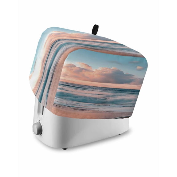Fsddascl Beach Ocean Toaster Cover 2 Slice, Small Kitchen Appliance Covers, Sunset Scenery Seashore Horizon Summer Toaster Oven Cover with Loop, Bread Machine Cover Polyester Dust Cover Protection