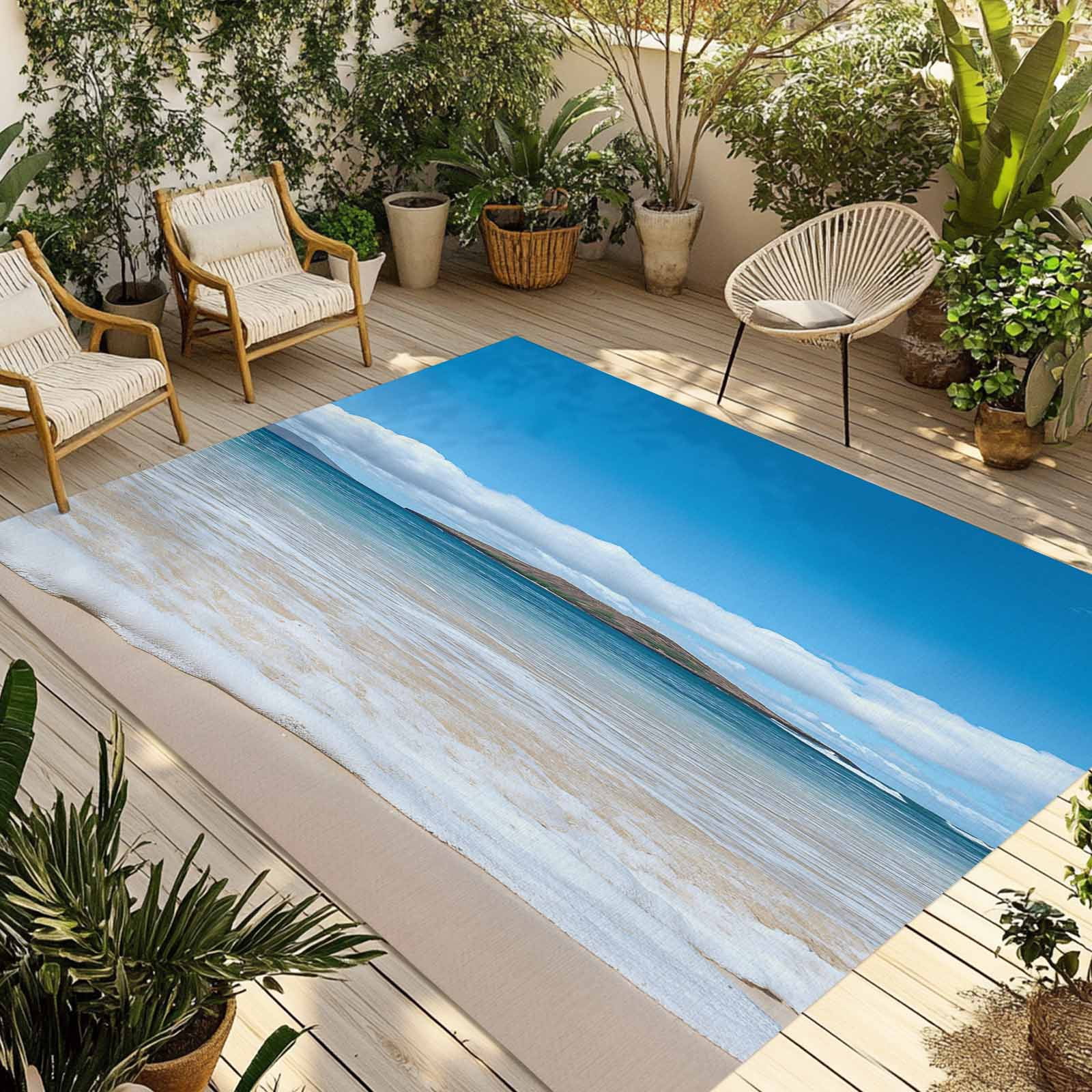 Beach Type Rug Fsddascl Beach Outdoor Rug for Patio/Deck/Porch, Non-Slip Large Area ...